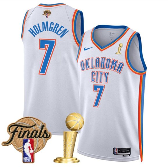 Mens Chet Holmgren White 2025 Finals and CH Jersey